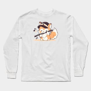 Dog playing the flute Long Sleeve T-Shirt